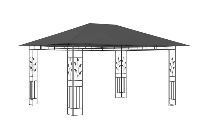 Huvimaja hyttysverkolla 4x3x2,73 m antrasiitti 180 g/m² - Grilliteltta - Paviljonki katoksella - Paviljonki