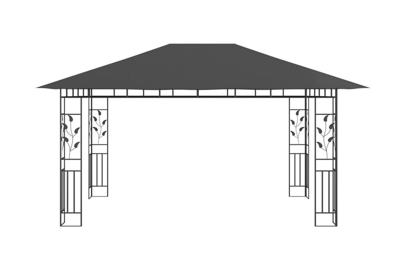 Huvimaja hyttysverkolla 4x3x2,73 m antrasiitti 180 g/m² - Puutarhakalusteet - Aurinkosuoja - Paviljonki - Paviljonki katoksella