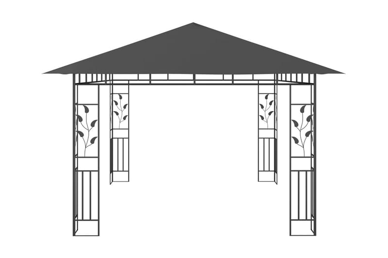 Huvimaja hyttysverkolla 4x3x2,73 m antrasiitti 180 g/m² - Puutarhakalusteet - Aurinkosuoja - Paviljonki - Paviljonki katoksella