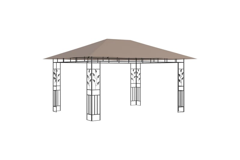 Huvimaja hyttysverkolla 4x3x2,73 m harmaanruskea 180 g/m² - Taupe - Puutarhakalusteet - Aurinkosuoja - Paviljonki
