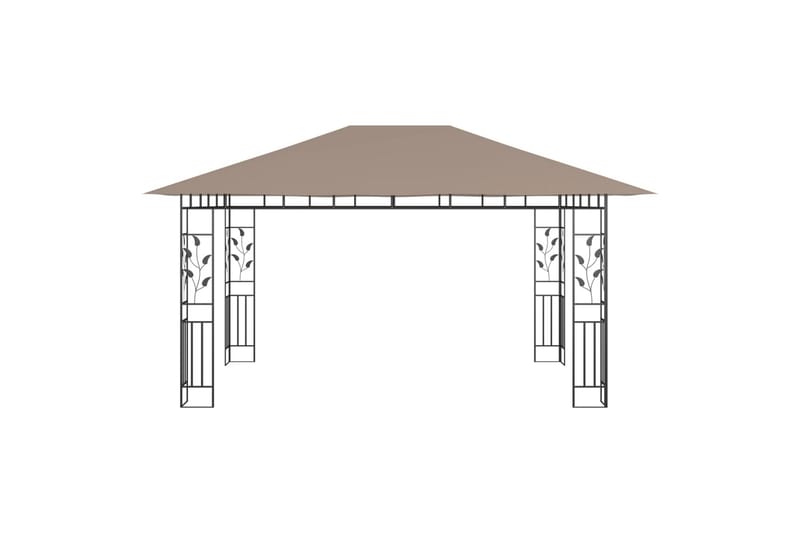 Huvimaja hyttysverkolla 4x3x2,73 m harmaanruskea 180 g/m² - Taupe - Puutarhakalusteet - Aurinkosuoja - Paviljonki