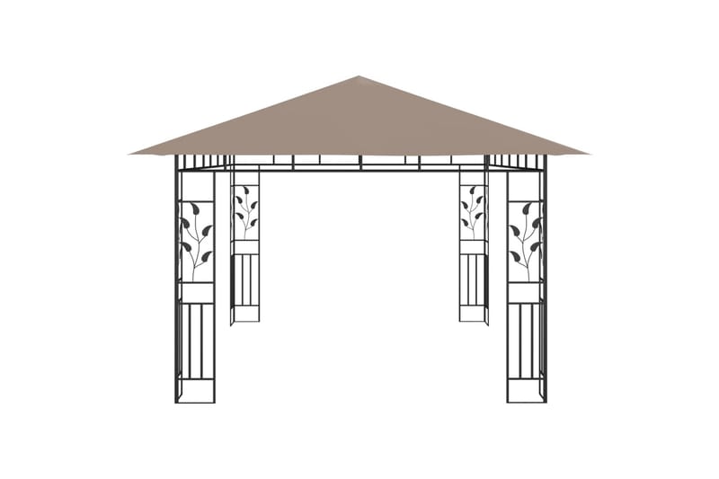 Huvimaja hyttysverkolla 4x3x2,73 m harmaanruskea 180 g/m² - Taupe - Puutarhakalusteet - Aurinkosuoja - Paviljonki