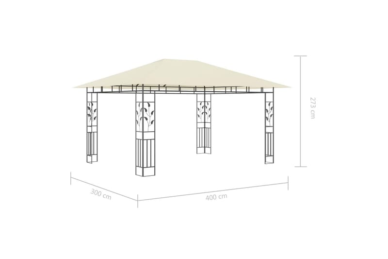 Huvimaja hyttysverkolla 4x3x2,73 m kerma 180 g/m² - Puutarhakalusteet - Aurinkosuoja - Paviljonki