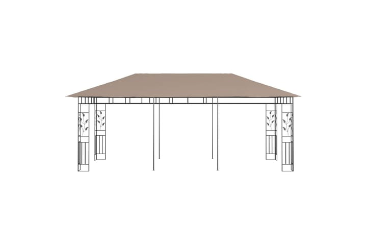 Huvimaja hyttysverkolla 6x3x2,73 m harmaanruskea 180 g/m² - Taupe - Paviljonki - Kokonainen paviljonki