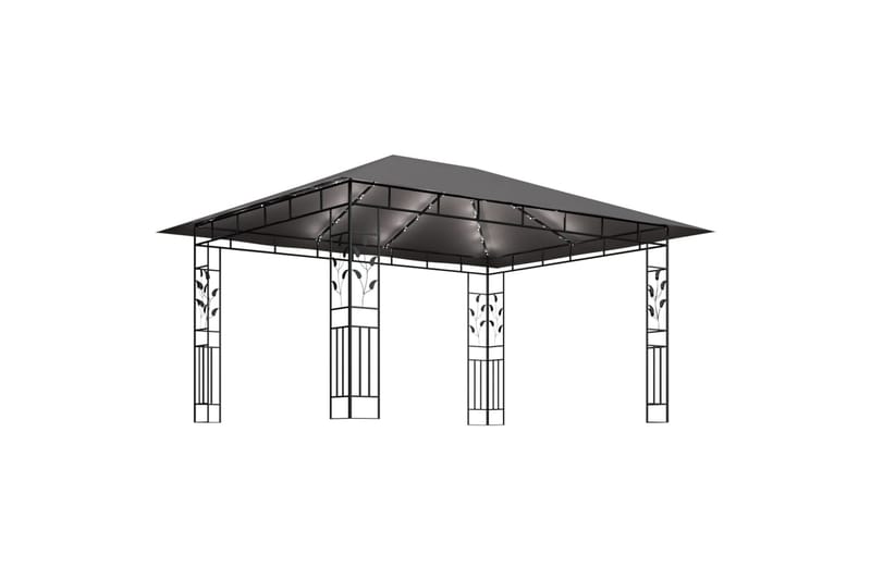 Huvimaja hyttysverkolla ja valonauhoilla 4x3x2,73 m - Puutarhakalusteet - Aurinkosuoja - Paviljonki