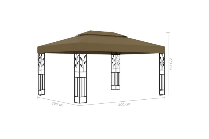 Huvimaja kaksoiskatolla 3x4 m ruskeanharmaa 180 g/m² - Taupe - Paviljonki - Kokonainen paviljonki