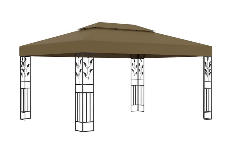 Huvimaja kaksoiskatolla 3x4 m ruskeanharmaa 180 g/m² - Taupe - Puutarhakalusteet - Aurinkosuoja - Paviljonki