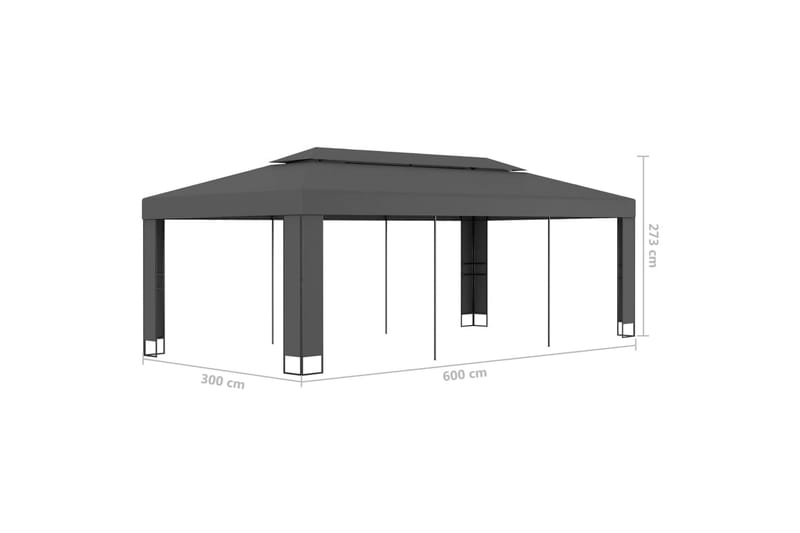 Huvimaja kaksoiskatolla 3x6 m antrasiitti - Antrasiitti - Puutarhakalusteet - Aurinkosuoja - Paviljonki