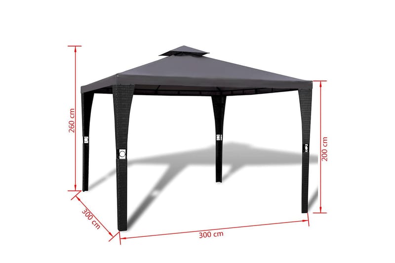 Huvimaja katolla 3x3 m tummanharmaa - Harmaa - Paviljonki - Kokonainen paviljonki