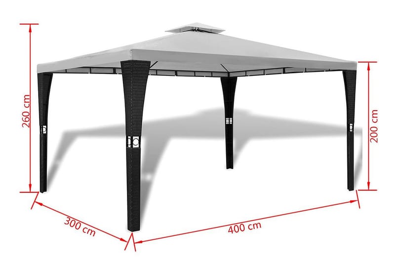 Huvimaja katolla 3x4 m kermanvalkoinen - Kerma - Puutarhakalusteet - Aurinkosuoja - Paviljonki