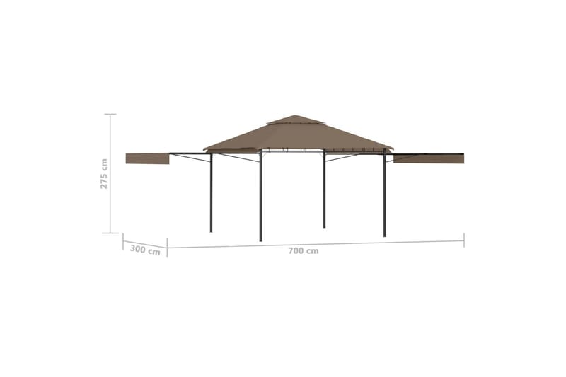 Huvimaja laajennettavalla kaksoiskatolla 3x3x2,75 m - Taupe - Puutarhakalusteet - Aurinkosuoja - Paviljonki