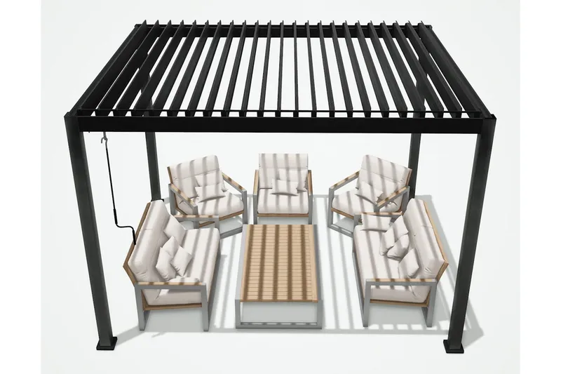 Huvimaja Mirador 300x300x250 cm - Tummanharmaa - Puutarhakalusteet - Aurinkosuoja - Paviljonki - Paviljonki katoksella