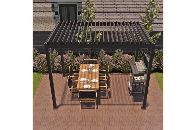 Huvimaja Mirador 300x400x250 cm - Tummanharmaa - Puutarhakalusteet - Aurinkosuoja - Paviljonki - Paviljonki katoksella