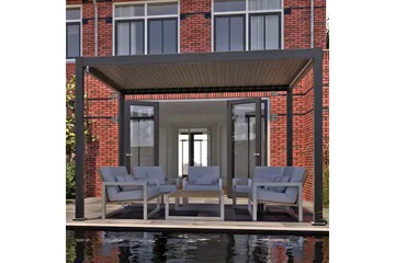 Huvimaja Mirador 300x400x250 cm - Tummanharmaa - Puutarhakalusteet - Aurinkosuoja - Paviljonki - Paviljonki katoksella