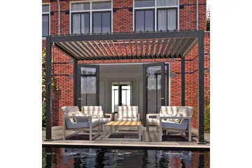 Huvimaja Mirador 300x400x250 cm - Tummanharmaa - Puutarhakalusteet - Aurinkosuoja - Paviljonki - Paviljonki katoksella