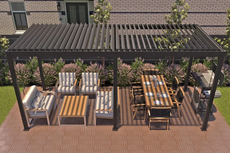 Huvimaja Mirador 300x400x250 cm - Tummanharmaa - Puutarhakalusteet - Aurinkosuoja - Paviljonki - Paviljonki katoksella