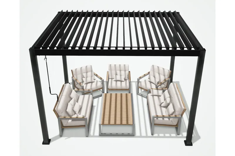 Huvimaja Mirador 300x400x250 cm - Tummanharmaa - Puutarhakalusteet - Aurinkosuoja - Paviljonki - Paviljonki katoksella