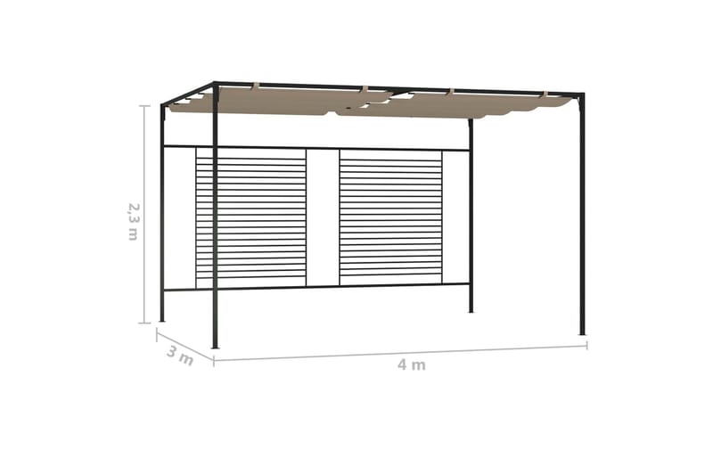Huvimaja sisäänvedettävä katto 3x4x2,3m 180 g/m² - Puutarhakalusteet - Aurinkosuoja - Paviljonki