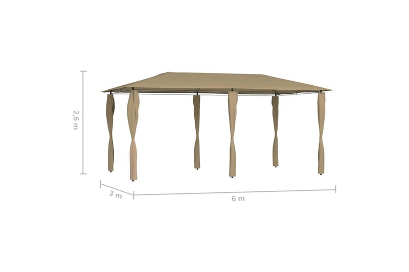 Huvimaja sivuseinillä 3x6x2,6 m harmaanruskea 160 g/m² - Puutarhakalusteet - Aurinkosuoja - Paviljonki