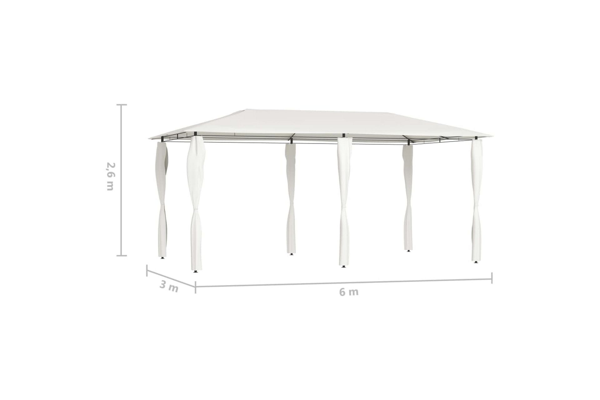 Huvimaja sivuseinillä 3x6x2,6 m kerma 160 g/m² - Puutarhakalusteet - Aurinkosuoja - Paviljonki