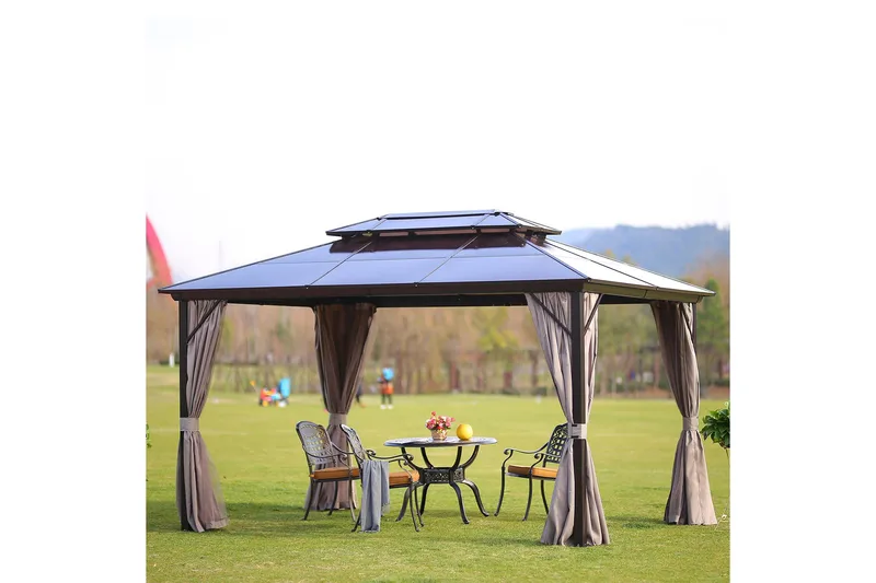 Huvimaja Sunset 300x400x270 cm Polykarbonaatti - Beige - Puutarhakalusteet - Aurinkosuoja - Paviljonki