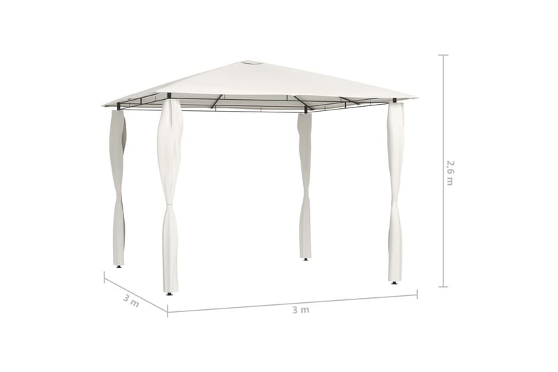 Huvimaja tolppasuojilla 3x3x2,6 m kerma 160 g/m² - Puutarhakalusteet - Aurinkosuoja - Paviljonki