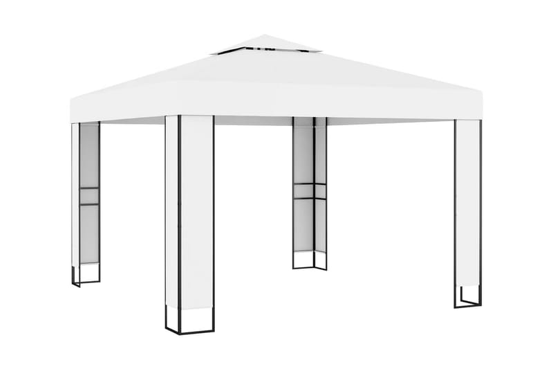 Huvimaja tuplakatolla 3x3 m valkoinen - Valkoinen - Puutarhakalusteet - Aurinkosuoja - Paviljonki