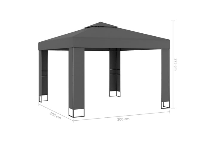 Huvimaja tuplakatolla ja valonauhoilla 3x3 m antrasiitti - Paviljonki - Kokonainen paviljonki