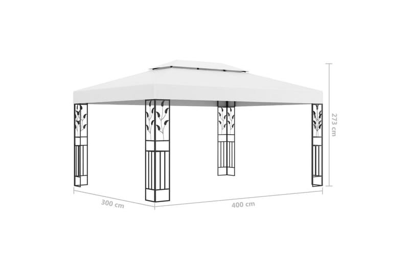 Huvimaja tuplakatolla ja valonauhoilla 3x4 m valkoinen - Puutarhakalusteet - Aurinkosuoja - Paviljonki