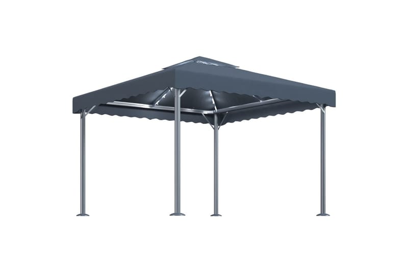 Huvimaja valonauhoilla 300x300 cm antrasiitti alumiini - Antrasiitti - Puutarhakalusteet - Aurinkosuoja - Paviljonki