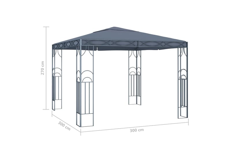 Huvimaja valonauhoilla 300x300 cm antrasiitti - Puutarhakalusteet - Aurinkosuoja - Paviljonki