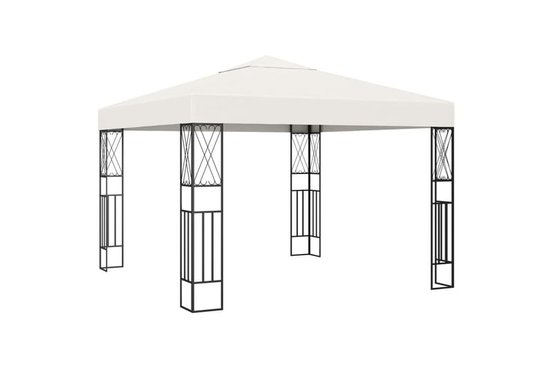Huvimaja valonauhoilla 3x3 m kerma kangas - Puutarhakalusteet - Aurinkosuoja - Paviljonki