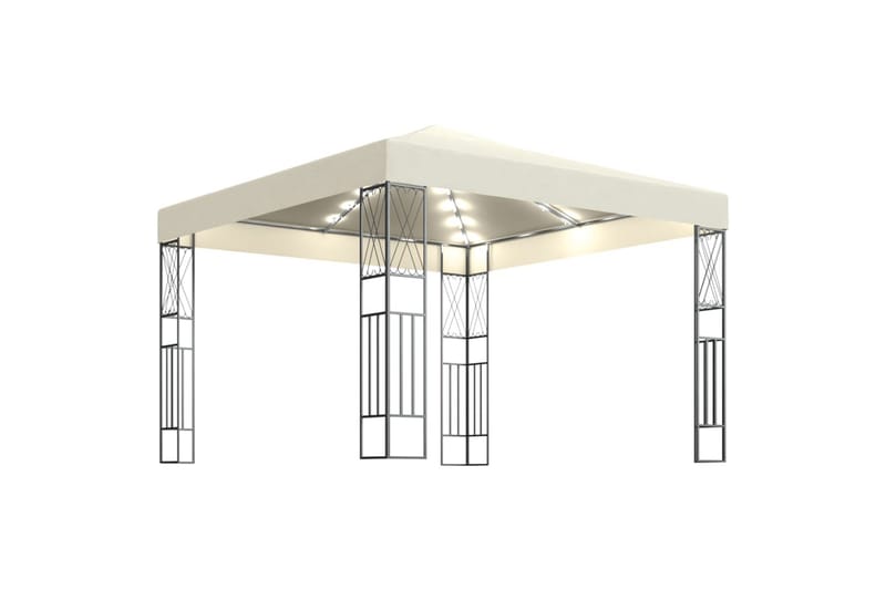 Huvimaja valonauhoilla 3x3 m kerma kangas - Puutarhakalusteet - Aurinkosuoja - Paviljonki