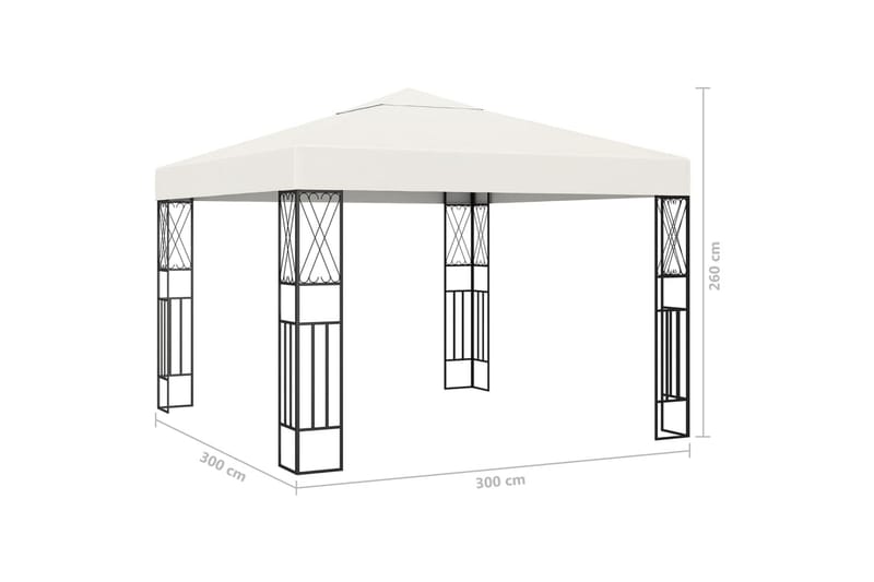Huvimaja valonauhoilla 3x3 m kerma kangas - Puutarhakalusteet - Aurinkosuoja - Paviljonki