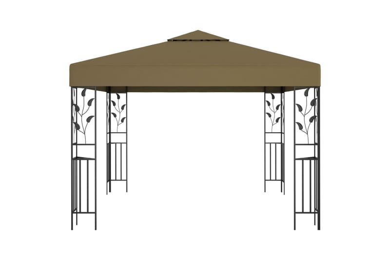 Huvimaja valonauhoilla 3x3 m ruskeanharmaa 180 g/m² - Puutarhakalusteet - Aurinkosuoja - Paviljonki