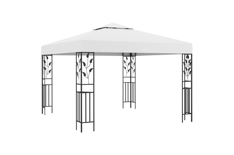 Huvimaja valonauhoilla 3x3 m valkoinen 180 g/m² - Puutarhakalusteet - Aurinkosuoja - Paviljonki