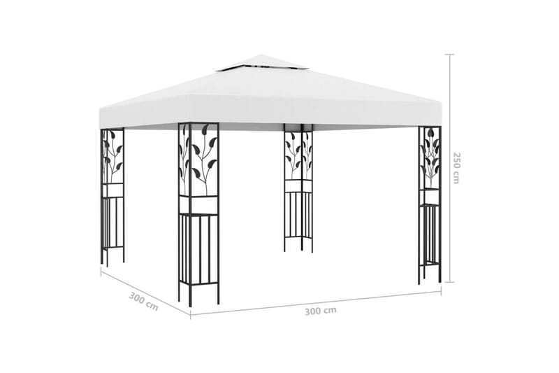 Huvimaja valonauhoilla 3x3 m valkoinen 180 g/m² - Puutarhakalusteet - Aurinkosuoja - Paviljonki