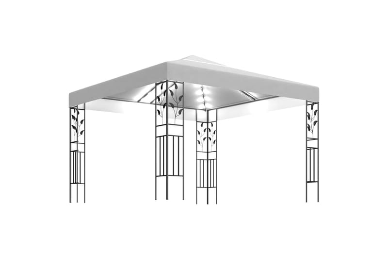 Huvimaja valonauhoilla 3x3 m valkoinen 180 g/m² - Puutarhakalusteet - Aurinkosuoja - Paviljonki