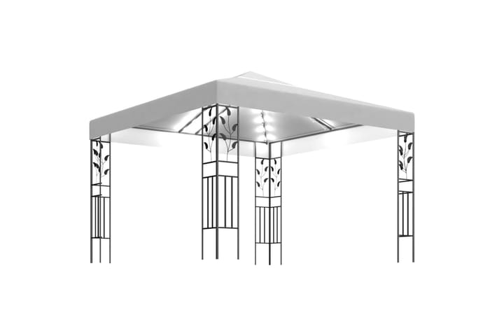 Huvimaja valonauhoilla 3x3 m valkoinen 180 g/m² - Paviljonki - Kokonainen paviljonki