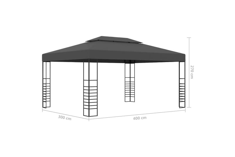 Huvimaja valonauhoilla 3x4 m antrasiitti - Puutarhakalusteet - Aurinkosuoja - Paviljonki