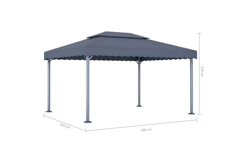Huvimaja valonauhoilla 400x300 cm antrasiitti alumiini - Puutarhakalusteet - Aurinkosuoja - Paviljonki