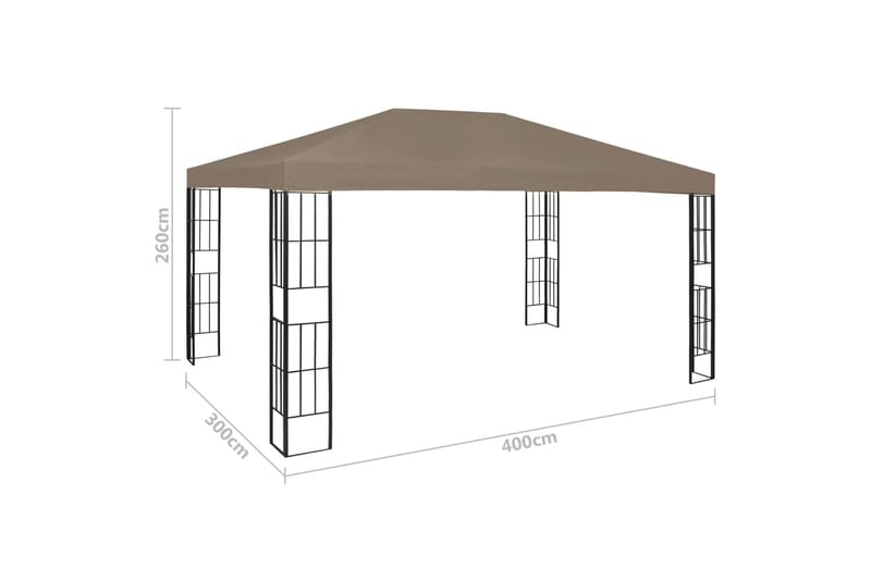 Huvimaja valonauhoilla 4x3 m ruskeanharmaa - Puutarhakalusteet - Aurinkosuoja - Paviljonki