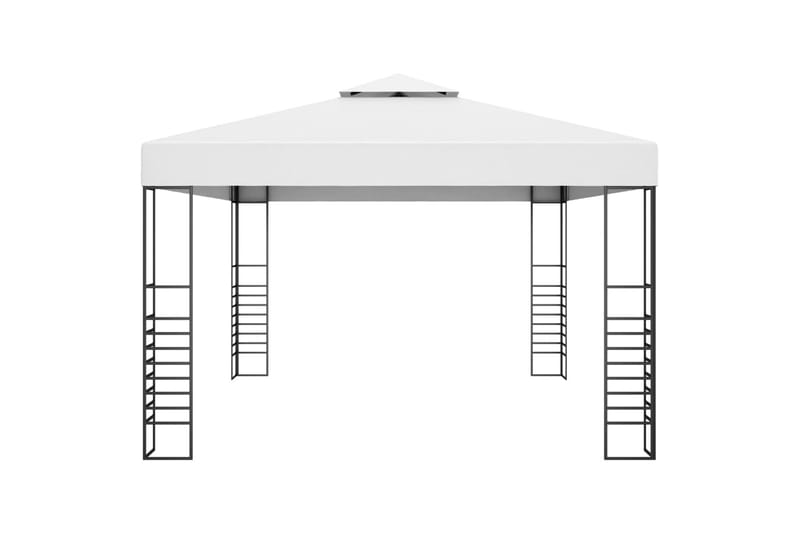 Huvimaja valonauhoilla 4x3x2,7 m valkoinen - Puutarhakalusteet - Aurinkosuoja - Paviljonki
