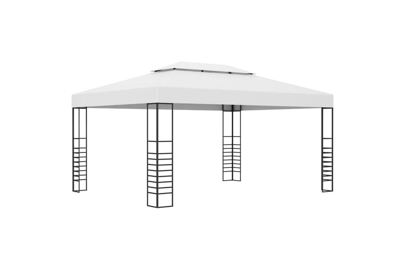 Huvimaja valonauhoilla 4x3x2,7 m valkoinen - Puutarhakalusteet - Aurinkosuoja - Paviljonki