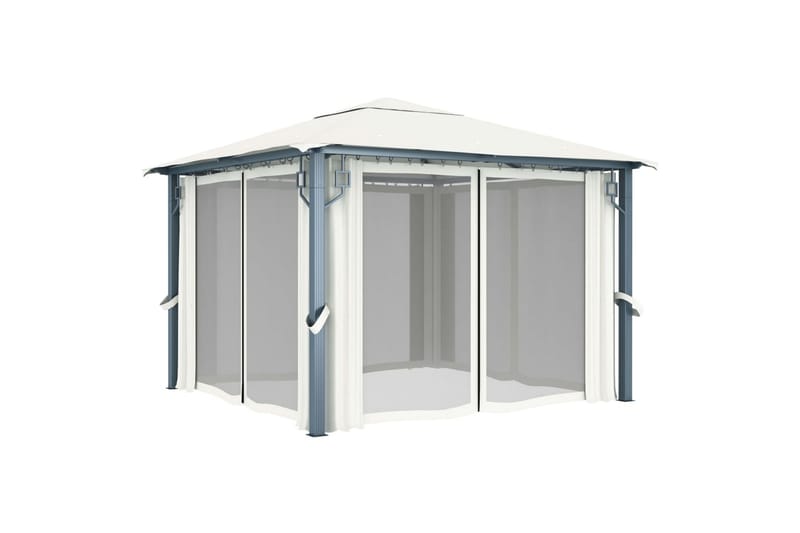 Huvimaja verhoilla 300 x 300 cm kerma alumiini - Kerma - Puutarhakalusteet - Aurinkosuoja - Paviljonki