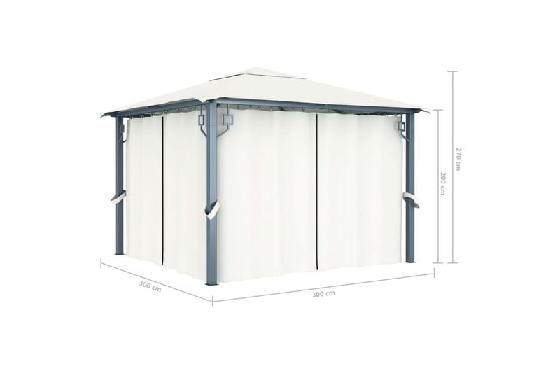 Huvimaja verhoilla 300 x 300 cm kerma alumiini - Kerma - Puutarhakalusteet - Aurinkosuoja - Paviljonki