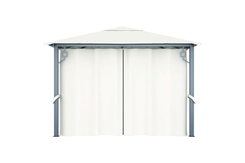 Huvimaja verhoilla 300 x 300 cm kerma alumiini - Kerma - Puutarhakalusteet - Aurinkosuoja - Paviljonki