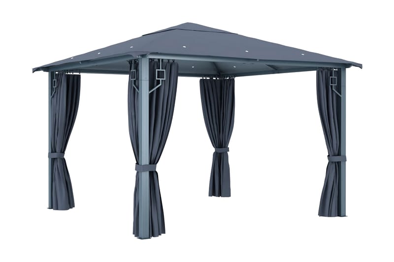 Huvimaja verhoilla 300x300 cm antrasiitti alumiini - Antrasiitti - Puutarhakalusteet - Aurinkosuoja - Paviljonki
