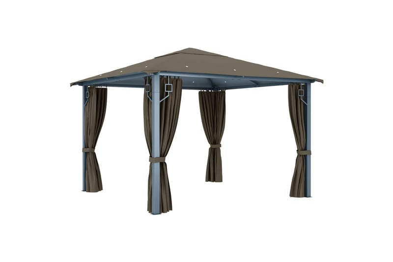 Huvimaja verhoilla 300x300 cm harmaanruskea alumiini - Taupe - Puutarhakalusteet - Aurinkosuoja - Paviljonki