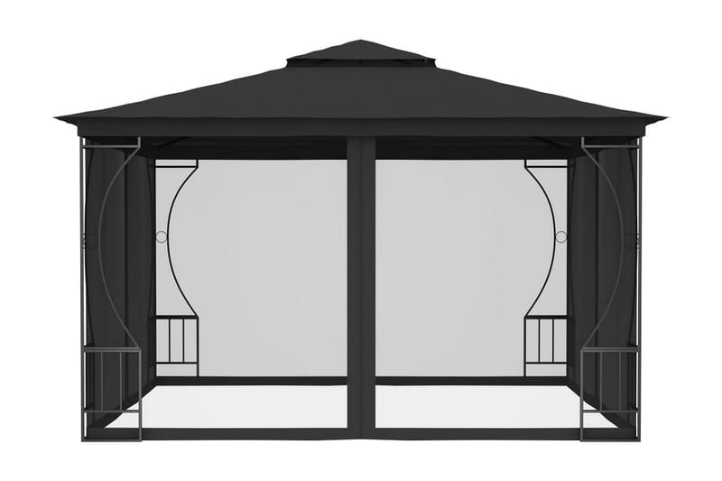 Huvimaja verhoilla 300x300x265 cm antrasiitti - Antrasiitti - Puutarhakalusteet - Aurinkosuoja - Paviljonki